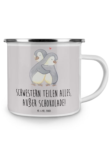 Mr. & Mrs. Panda Kaffeebecher Schwestern Liebe mit Spruch in Grau Pastell
