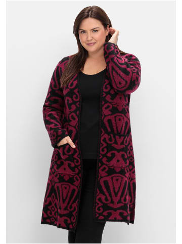 sheego by Joe Browns Offene Longstrickjacke in schwarz gemustert