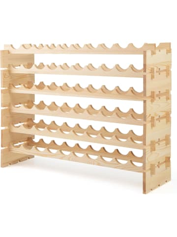 COSTWAY Weinregal Holz stapelbar 101 x 29 x 73 cm in Braun