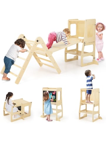 COSTWAY 7 in 1 Kletterdreieck mit Rutsche in Beige