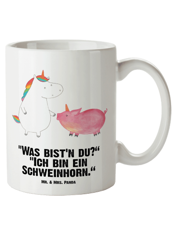 Mr. & Mrs. Panda Teebecher Einhorn Schwein mit Spruch in Weiß