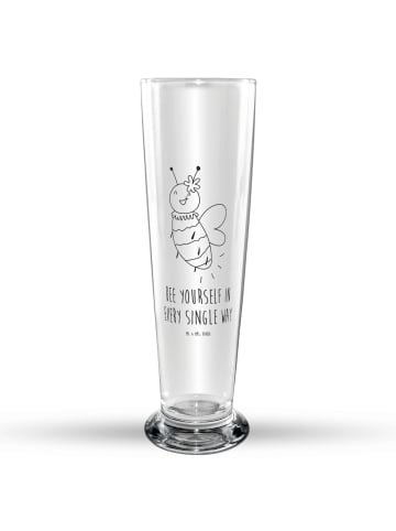 Mr. & Mrs. Panda Bierglas Biene Blume mit Spruch in Transparent