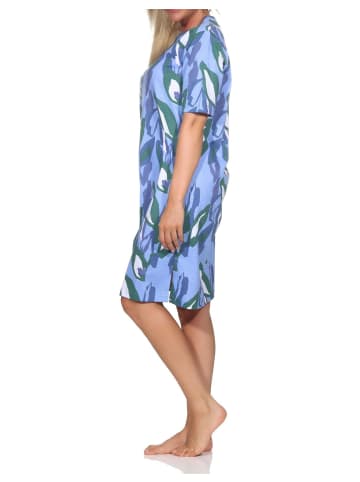 NORMANN Kurzarm Nachthemd floraler Print - 85602 in marine