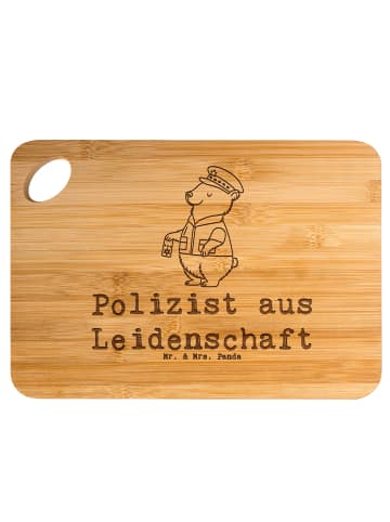 Mr. & Mrs. Panda Frühstücksbrett Polizist Leidenschaft mit Spruch in Braun
