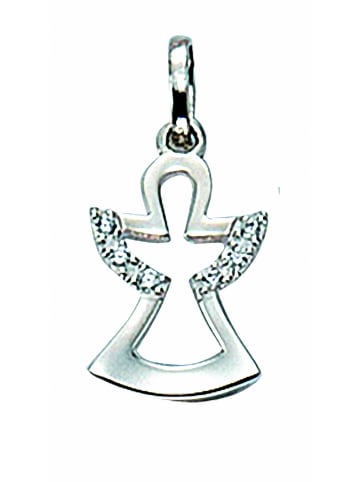Adeliás Damen 925 Silber Charms Anhänger Engel mit Zirkonia in silber