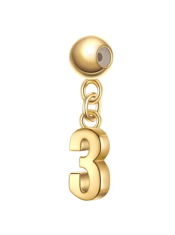 Glanzstücke München Charm Ziffer 3 aus Sterling Silber in gelbgold