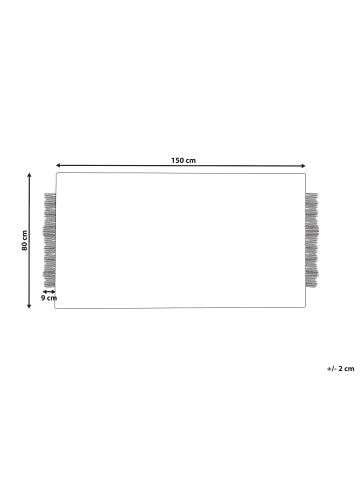 Beliani Geflochtener Teppich KETENLI in Weiß/Schwarz - (W) 80 x (H) 1.5 x (L) 150 cm