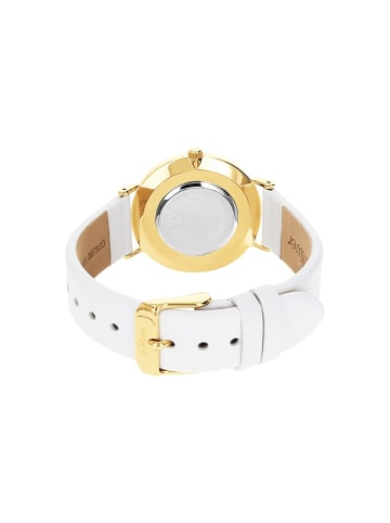 s.Oliver Quarzuhr Leder, Edelstahl in weiß