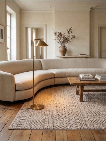 KADIMA DESIGN Flachgewebe-Teppich Ethno Streifen Boho Pflegeleicht in Beige