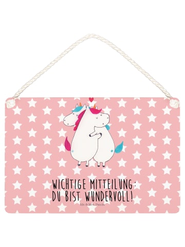 Mr. & Mrs. Panda Schild Einhorn Mitteilung mit Spruch in Rot Pastell
