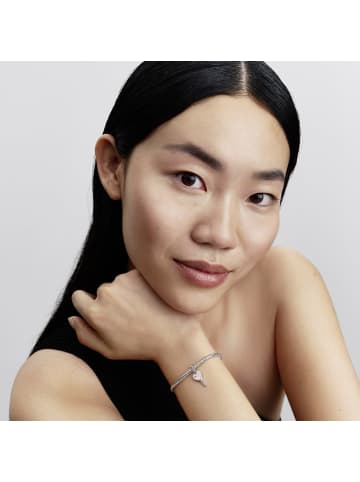 Pandora Damen-Halskette Silber Schmuckset Opalisierender Herz-Schlüssel