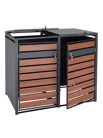 MCW 2er/4er-Mülltonnenverkleidung J81 erweiterbar, Kirsche-Holzoptik dunkelbraun