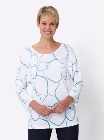 Sieh an! Freizeitshirt in weiß-ozean-bedruckt