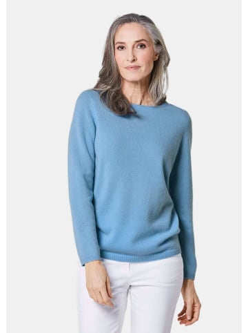 GOLDNER Kaschmirpullover Kaschmirpullover mit U-Boot Ausschnitt in pazifikblau