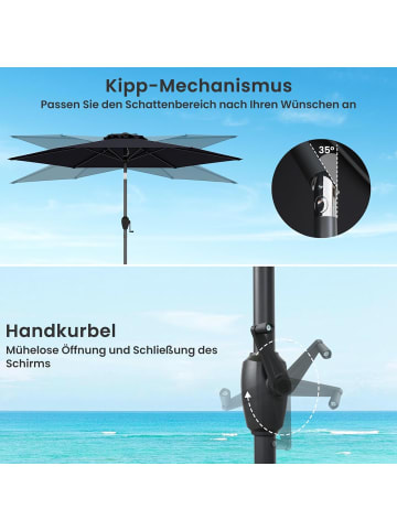 COSTWAY Sonnenschirm 230 cm beidseitig 35° knickbar in Schwarz
