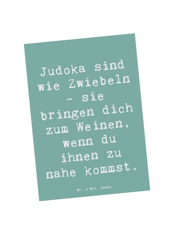 Mr. & Mrs. Panda Postkarte Spruch Judo Zwiebel mit Spruch in Meeresbrise