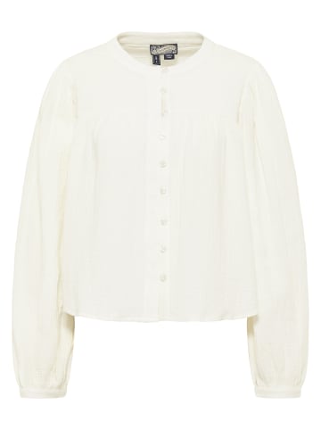 DreiMaster Damen Bluse Aus Baumwollmusselin in Wollweiss