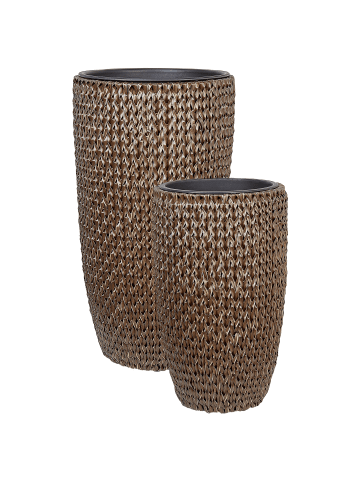 Beliani 2er-Set Outdoor Blumentopf CEDRUS in Braun