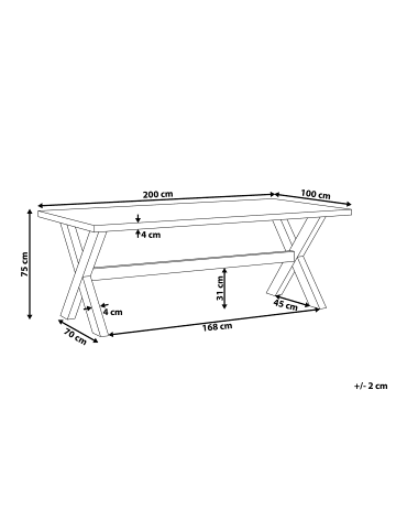 Beliani Esstisch OLBIA in Weiß/Braun - (W) 100 x (H) 75 x (L) 200 cm