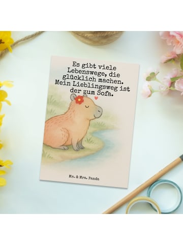 Mr. & Mrs. Panda Postkarte Capybara Blume Design mit Spruch in Weiß