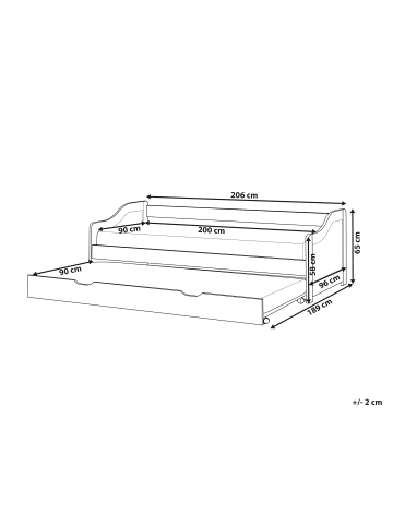 Beliani Tagesbett LUNERAY in Rosa/Weiß - (W) 96 x (H) 65 x (L) 206 cm