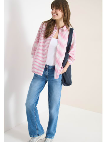 Cecil Gestreifte Seersucker Hemdbluse in Beetroot Pink
