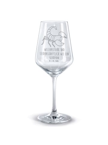 Mr. & Mrs. Panda Glas mit Gravur Sternzeichen Skorpion mit Spruch in Transparent