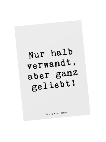 Mr. & Mrs. Panda Postkarte Halbbruder Liebe mit Spruch in Weiß