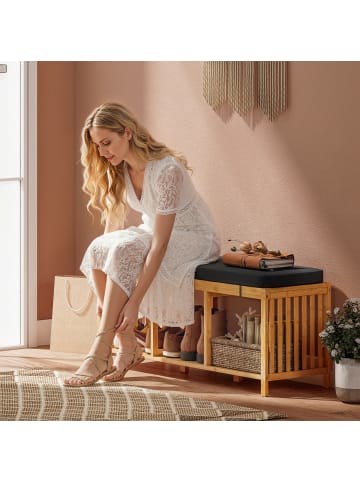 HOMCOM Schuhbank-102L x 33B x 45H cm-Naturholz