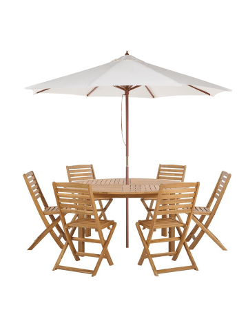 Beliani 8-tlg Gartentisch Set TOLVE in Braun/Beige