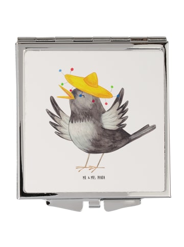 Mr. & Mrs. Panda Schminkspiegel klein Rabe Sombrero ohne Spruch in Weiß