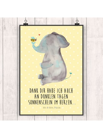 Mr. & Mrs. Panda Bild Elefant Biene mit Spruch in Gelb Pastell