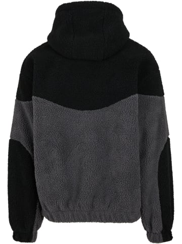 Urban Classics Urban Classics Weavy Colorblock Teddy Hoodie in magnet/black