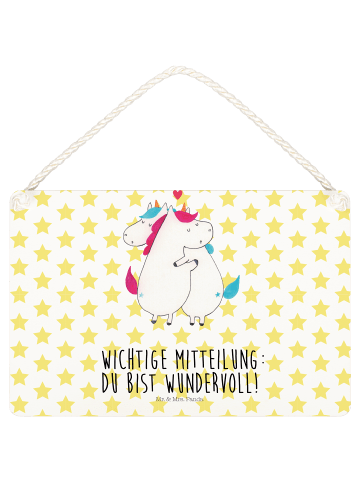 Mr. & Mrs. Panda Schild Einhorn Mitteilung mit Spruch in Weiß
