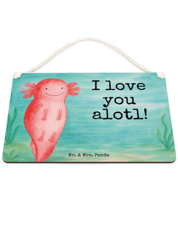 Mr. & Mrs. Panda Schild Axolotl Liebe Design mit Spruch in Weiß