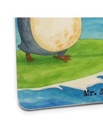 Mr. & Mrs. Panda Tischuntersetzer Pinguin Surfer Design ohne Spruch in Weiß