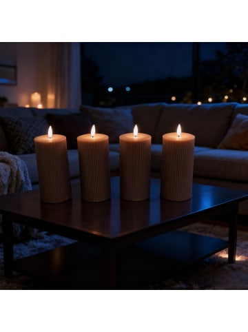 relaxdays 4 x LED Kerzen in Coffee - (H)18 x Ø 7,5 cm