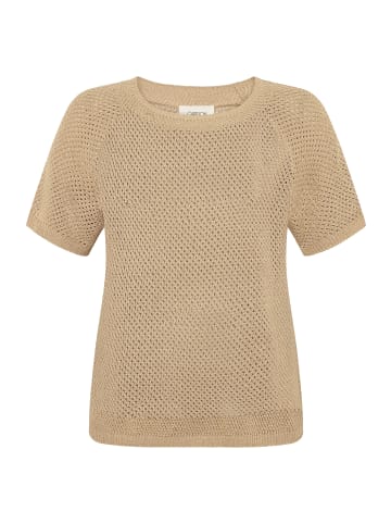 CARTOON Strickpullover mit Rundhalsausschnitt in Beige/Gold