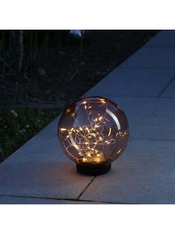 MARELIDA LED Solar Kugelleuchte in bernstein - D: 20cm