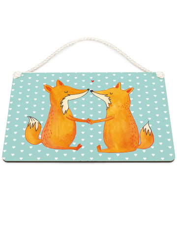 Mr. & Mrs. Panda Schild Füchse Liebe ohne Spruch in Türkis Pastell