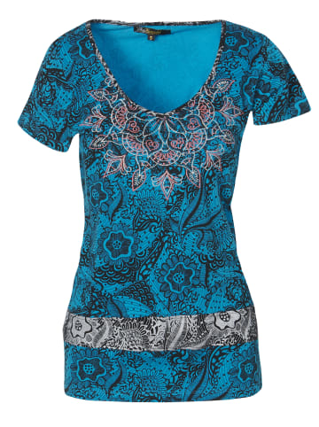 KOROSHI Kurzarm T-Shirt in blau