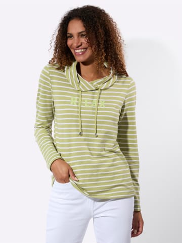 WITT WEIDEN Sweatshirt in lindgrün-weiß-geringelt