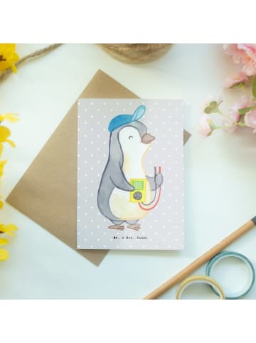 Mr. & Mrs. Panda Beileidskarte Elektriker Herz ohne Spruch in Grau Pastell