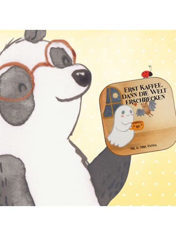 Mr. & Mrs. Panda Glasuntersetzer Gespenst Kaffee Design mit Spruch in Weiß