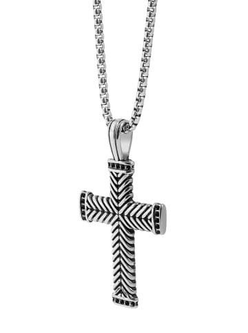 Adeliás Unisex Halskette mit Anhänger – Kreuz aus Edelstahl in silber