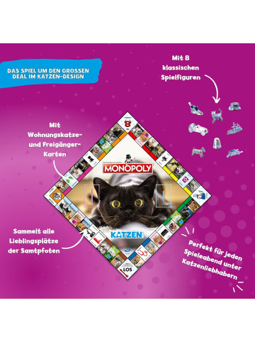 Winning Moves Monopoly - Katzen Brettspiel Gesellschaftsspiel Spiel Tiere in bunt