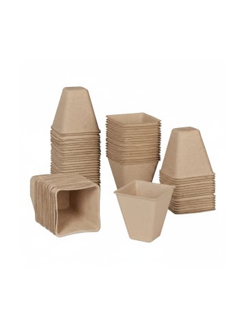 relaxdays 80x Anzuchttöpfe in Natur - (B)8 x (H)8 x (T)8 cm