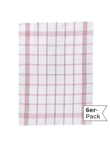 Erwin Müller Halbleinen, Leinen / Halbleinen Geschirrtuch 6er-Pack in weiß-rot