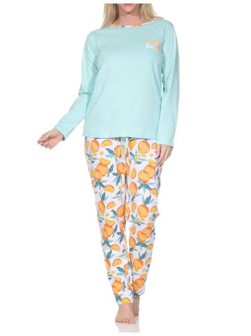 NORMANN Schlafanzug langarm Pyjama 125 201 90 552 in helltürkis