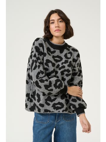Kaffe Strickpullover KAwilma in Grey/Black Animal Pattern